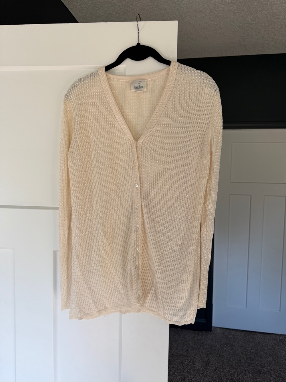 Belford for Neiman Marcus 100% Silk Cream Button-Front Women's Cardigan